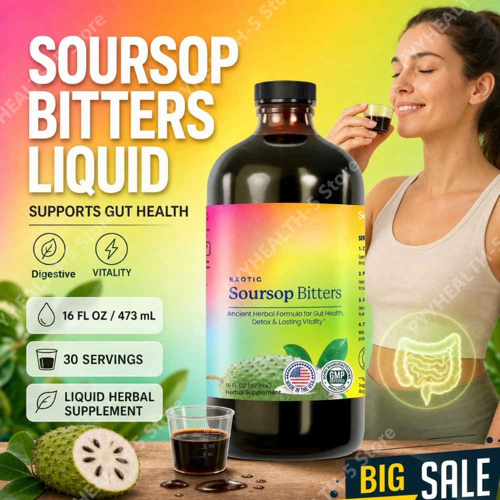 Herbal Wellness Liquid - Herbal Soursop Bitters Liquid Supplement, Black